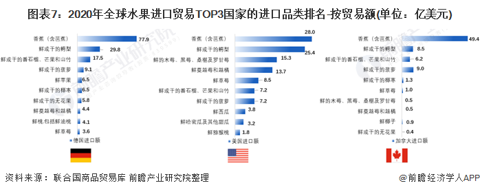 奇异果体育【创新视角】2021年全球水果进出口贸易分析 香蕉鳄梨苹果是主要进出口(图7)